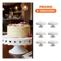 Pack6 Exhibidor para Mesa Dulce Blanco Ceramica Corazones 25 cm Decorativo