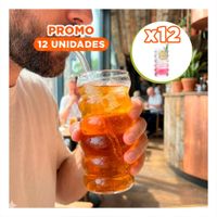 Pack12 Taza Resistente de Vidrio Estilo 6 Curvas Transparente para Hogar YPapel Regalo