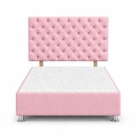 Cama Tapizada Aria Cromo Capitoné Rosa 1.5 Plz