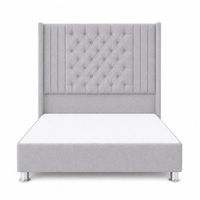 Cama Tapizada Confort Capitoné Cromo Plomo Claro 2 Plz