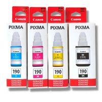 Pack de Tinta Canon GI-190 Negro, Cian, Magenta, Amarillo