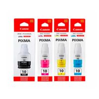 Pack de Tinta Canon GI-10 Negro, Cian, Magenta, Amarillo