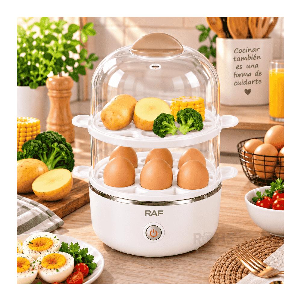 Hervidor y Sancochador De Huevos RAF R.0055 Eléctrico Multifuncional de 2 Niveles