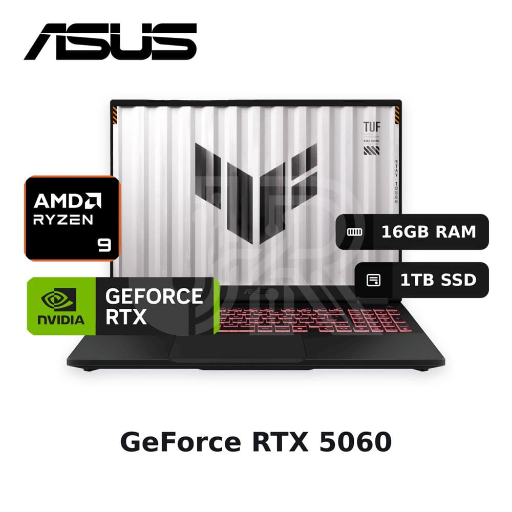 Laptop Asus Tuf A16 Fa608pm Ryzen 9-8940hx 16gb 1tb Ssd Rtx 5060 (90nr0mc1-m005n0)
