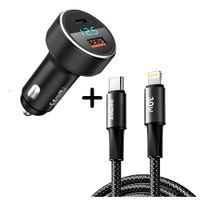 Combo Cargador para auto Remax RCC215 58W - Cable CB25 C-L 30W Negro