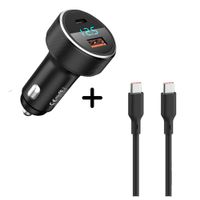 Combo Cargador para auto Remax RCC215 58W -  Cable Solohour CC101 65W Negro
