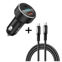 Combo Cargador para auto Remax RCC215 58W + Cable CB25 C-C de 240W Negro