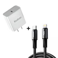 Combo Cable Remax CB25 USB-C a Lightning 30W + Cargador Yobaoo RY-U56PD