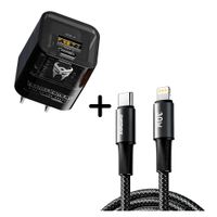 Combo Cargador Transformers TF-K05 Negro 20W + Cable Remax CB25 C-L