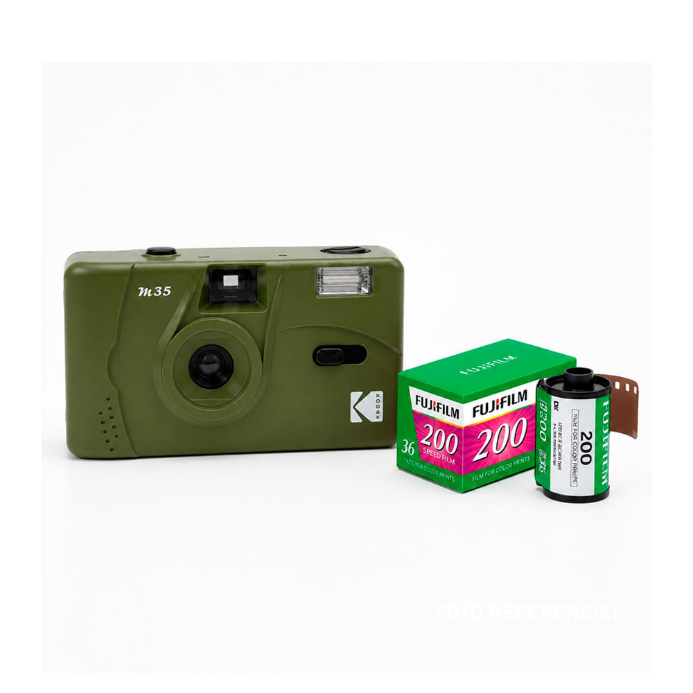 Camara de pelicula Kodak M35 con flash Verde Olivo reutilizable Rollo de 36