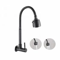 LLAVE DE COCINA PICO FLEXIBLE ACERO  NEGRO A PARED JZ304088D01