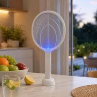 Matamosca Eléctrico Recargable con Luz UV LED y Base USB Blanco