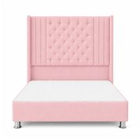 Cama Tapizada Confort Aurora Capitoné Cromo Rosa 1.5 Plz