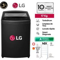 Lavadora LG 17Kg Smart Inverter Turbodrum WT17OBVTB Negro Onyx  mas Calefactor de Toallas NEX