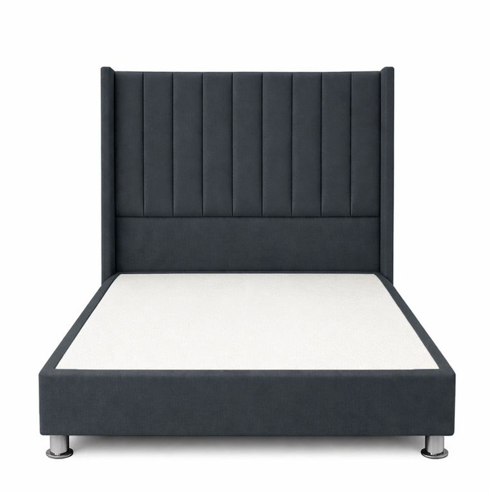 Cama Tapizada Confort Lineal Cromo Plomo Oscuro 1.5 Plz