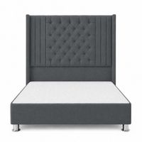 Cama Tapizada Aurora Capitoné Cromo Plomo Oscuro 1.5 Plz