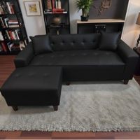 Juego de Sala Illari Negro Puff de Regalo