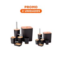 Pack2 Pack Organizador de Higiene Set de 6 Piezas Negro Diseño Actual Y Regalo Sticker