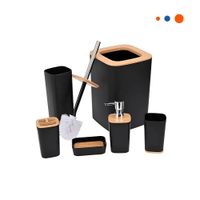 Set Organizador de Higiene Set de 6 Piezas Negro Diseño Moderno Actual Y Regalo Sticker