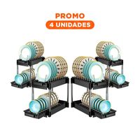 Pack4 Modulo de Orden Negro 2 Niveles con 2 Cajones Deslizables para Organizar