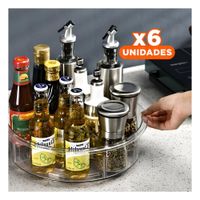 Pack6 Plato Organizador de Acrilico Giratorio 360 Grados con 4 Compartimientos