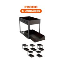 Pack6 Estante Compacto 2 Niveles Con Cajon Inferior Deslizable Para Hogar Y Regalo Sticker