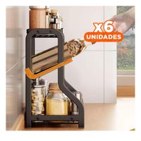 Pack6 Repisa moderna para especias 3 niveles 36 5x20x35cm negro practica y elegante