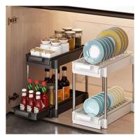 Soporte Negro 2 Niveles con 2 Cajones Deslizables para Organizacion Practica Y Papel Regalo