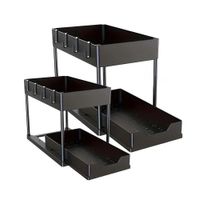 Organizador de Oficina 2 Niveles con Cajon Inferior Deslizable Negro Y Regalo Sticker