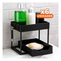 Pack6 Estante De Oficina 2 Niveles Con Cajon Inferior Deslizable Negro Y Papel Regalo