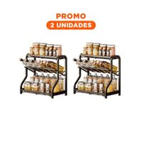 Pack2 Estante decorativo para especias 3 niveles 36 5x20x35cm negro elegante Y Regalo Sticker