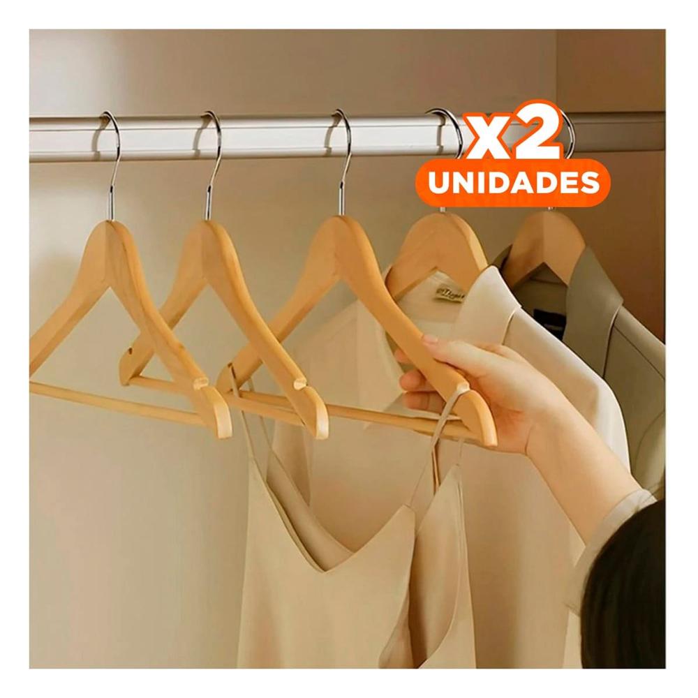 Pack2 Organizador de Prendas de Madera Color Mostaza 3 Piezas para Closet