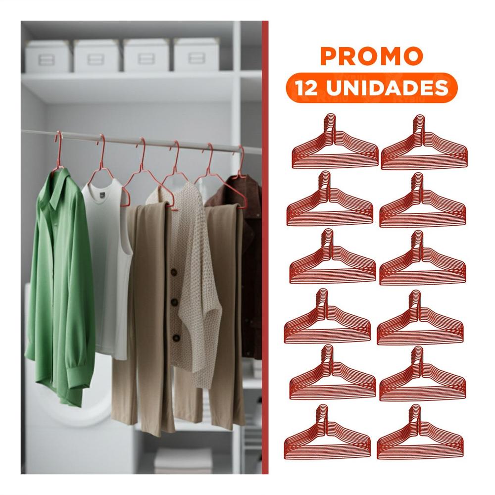 Pack12 Soporte Multifuncional para Optimizar Espacio en Closet Infantil 10 Piezas 29x19cm Rojo