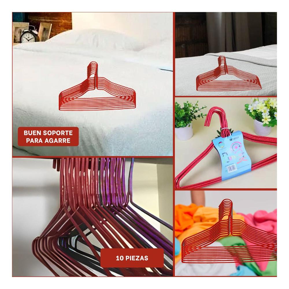Gancho Multifuncional para Colgar Prendas Infantiles 10 Piezas 29x19cm Rojo Y Ligas Regalo