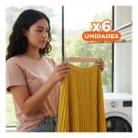 Pack6 Portaropa para Optimizar Espacio Closet 2 Ganchos de Metal 33cm Mostaza