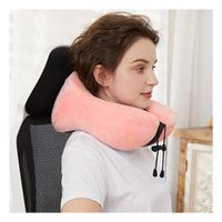Almohada Rosada de Cuello para Viajar en Terciopelo con Espuma Viscoelastica Y Papel Regalo