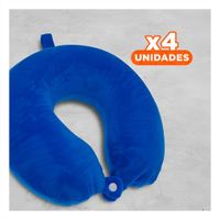 Pack4 Apoyo para Viajar de Cuello en Color Azul con Textura Terciopelo Y Regalo Sticker