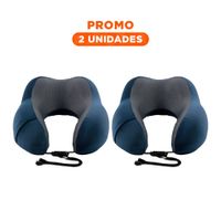 Pack2 Cojin para Cuello en Viaje con Terciopelo Azul y Espuma Viscoelastica Y Regalo Sticker