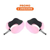 Pack2 Cojin para Cuello en Viaje con Terciopelo Rosado y Espuma Viscoelastica Y Regalo Sticker