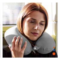 Almohada de Viaje para Cuello en Terciopelo con Tonalidad Plomo Suave Y Regalo Sticker