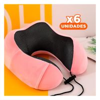 Pack6 Soporte de Cuello para Trayectos de Viaje Terciopelo Rosado con Espuma Viscoelastica