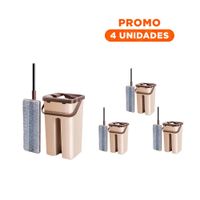 Pack4 Equipo de Limpieza 360 con Balde Centrifugador Beige y Marron Practico