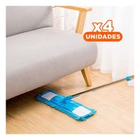 Pack4 Repuesto Rectangular de Microfibra Celeste para Limpieza del Hogar Y Regalo Sticker