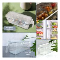 Bandeja Multiuso con Mango para Facil Acceso 26x15x30cm Transparente Y Ligas Regalo