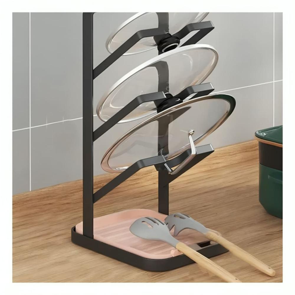 Organizador Metalico para Tapa de Olla y Cucharas en Negro Duradero Ynotas