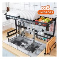 Pack6 Organizador de Vajilla Negro 65cm de Calidad para toda su Familia Y Papel Regalo