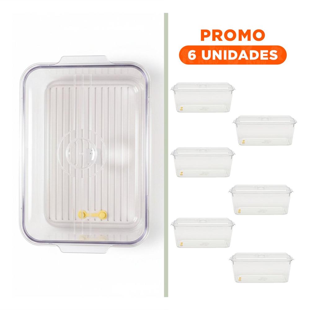 Pack6 Bandeja plastica 30x20x16cm transparente con tapa ovalada para hogar Y Regalo Sticker