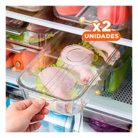Pack2 Organizador de Acrilico Rectangular con Tapa Ovalada 30x16x11cm Transparente