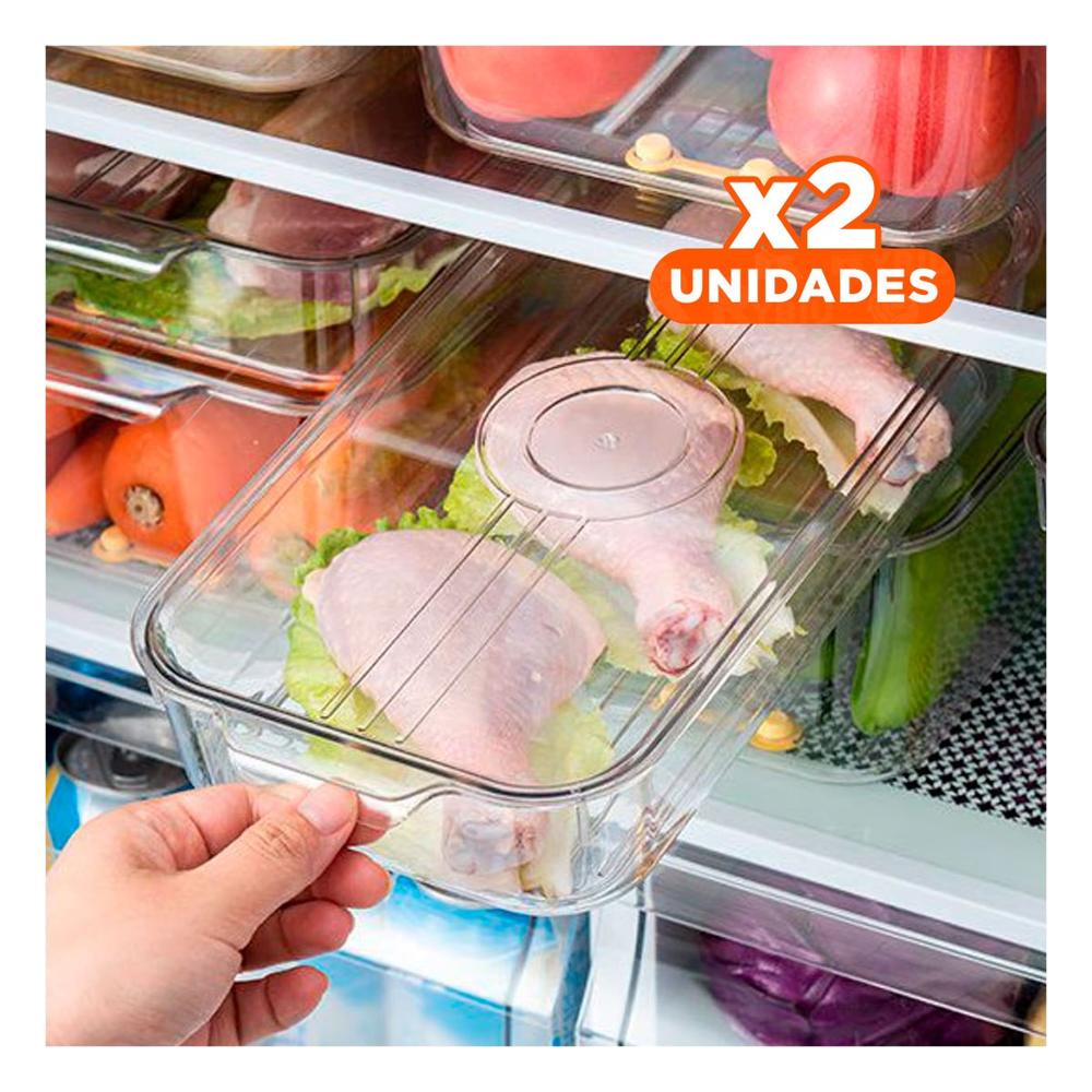 Pack2 Organizador de Acrilico Rectangular con Tapa Ovalada 30x16x11cm Transparente