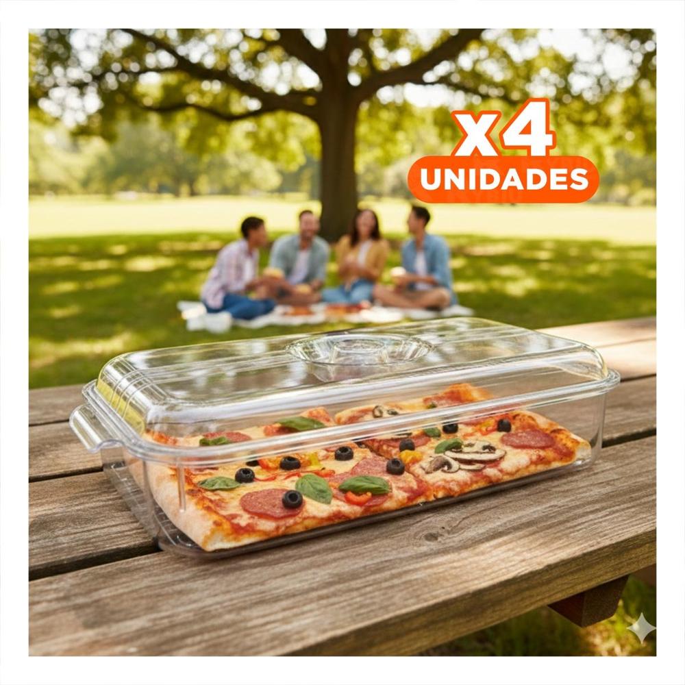 Pack4 Contenedor para Conservar Verduras 30x16x7cm Transparente Y Papel Regalo